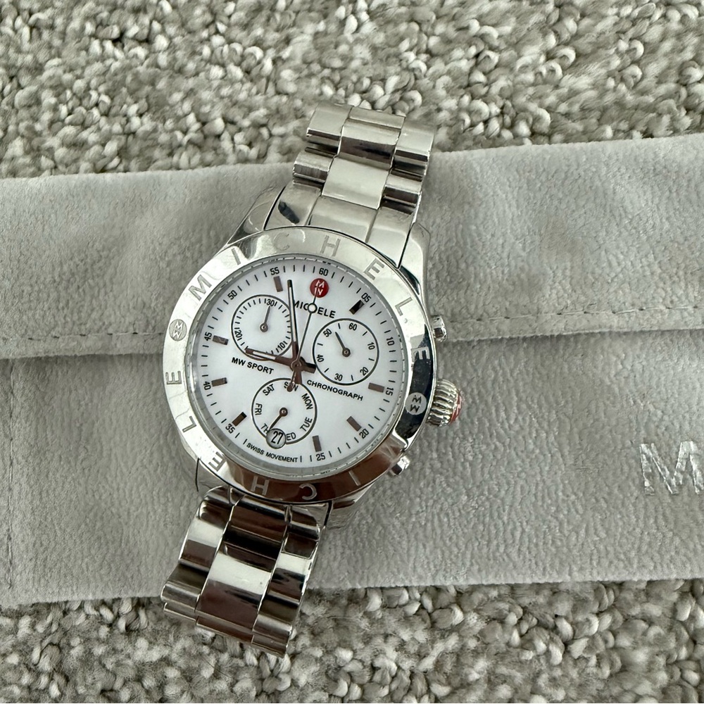 Michele Silver Chronograph Watch